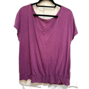 Women's Jewel Tone Stretchy Cotton Purple Lane Bryant V-Neck Top 18/20